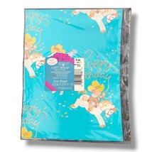 Vintage American Greetings Blue Baby Boy Birthday Shower Gift Wrap Paper... - £7.82 GBP