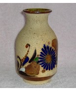 Hand Crafted Flowered Clay Vase One Of a Kind  - $6.99