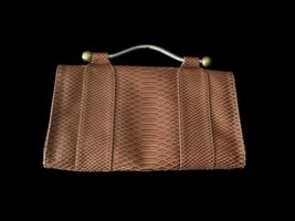 Vintage Crocodile Croc Embossed Zambia & Siega Brown Faux Leather Clutch Bag image 11