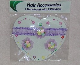 Childs Purple Headband Ponytail Elastics New in Package - £1.16 GBP
