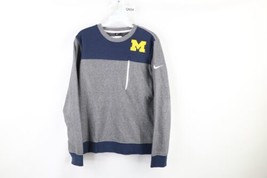 Nike Mens Small Ribbed Knit University of Michigan Crewneck Sweater Heather Gray - $44.50