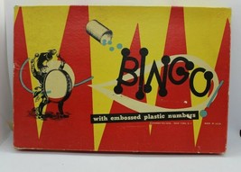 Pressman Bingo Game With Embossed Plastic Numbers Wood Markers Vintage - £18.62 GBP