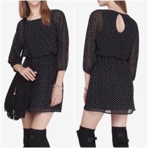 Women&#39;s Express black &amp; white polka dot 3/4 sheer sleeve dress size small - $19.34