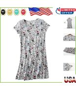 Charming Gray Dogs Print Women&#39;s Cotton Nightgown - Perfect for Cozy Nights - $39.86 CAD