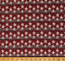 Cotton Sweet Land of Liberty Woodgrain Stars Patriotic Fabric Print BTY D301.78 - £11.13 GBP