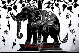 Black White Elephant Tree Indian Cotton Wall Hanging Tapestry Home Decor  - £12.17 GBP