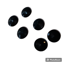 Black Glass Buttons Faceted Round Domed Original Shank Set of 6 Victorian - £7.79 GBP