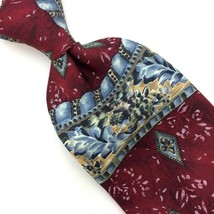 Nautica Tie Rose-Red Gray Yellow Silk Necktie Stripes Diamonds Floral Men&#39;s #I21 - £12.65 GBP