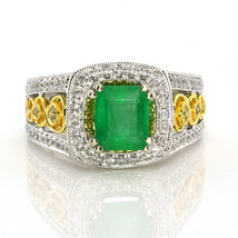 Real 1.79ct Natural Green Emerald Engagement Ring Emerald Cut 18K Gold G... - £2,697.11 GBP
