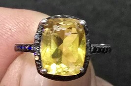 SALE!!! Natural Sunrise Quartz And Black Diamond Ring 3.52ct sz5  - £111.57 GBP