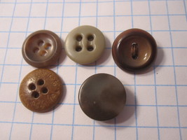 Vintage lot of Sewing Buttons - Mix of Brown&#39;s Rounds #2 - £9.59 GBP