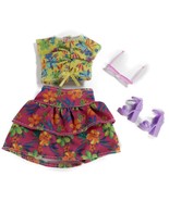 Barbie Double Fashion Pack Tropical Flower Print Yellow Top Skirt  GRC85... - $110.26 MXN