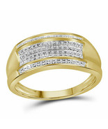 10kt Yellow Gold Mens Round Diamond Pave Band Ring 1/6 Cttw - £370.22 GBP
