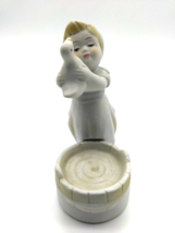 Vintage Bisque Girl Holding Duck Figurine - Adorable! Fast Ship! - £14.81 GBP