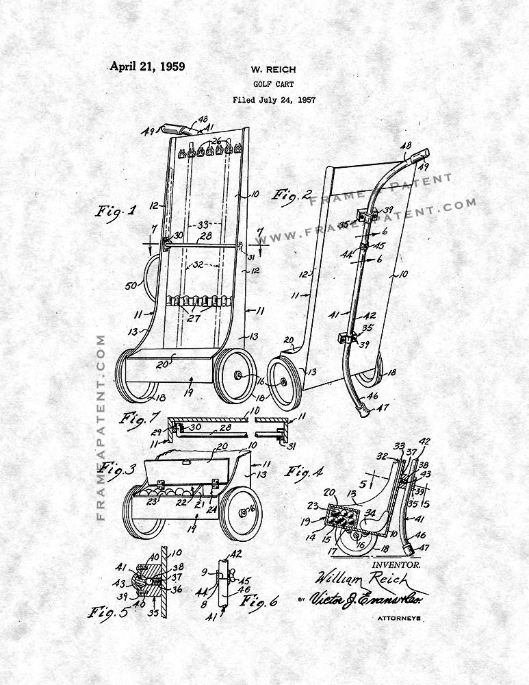 Golf Cart Patent Print - Gunmetal
