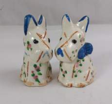 Vintage Patchwork Scottie Puppy Dog 3&quot; Salt &amp; Pepper Shakers Japan - £8.96 GBP