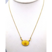 Summer Yellow Enamel Ladybug Pendant on Delicate Gold Tone Chain Necklace - £20.16 GBP