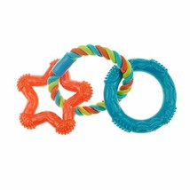 MPP Rope &#39;N Rings Dog Dental Toys Flexible Rubber Star &amp; Ring 8&quot; Pick Orange or  - £11.13 GBP
