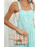 Strawberry Pink Bohemian Woven Gold Chain Shoulder Bag - $16.53 CAD