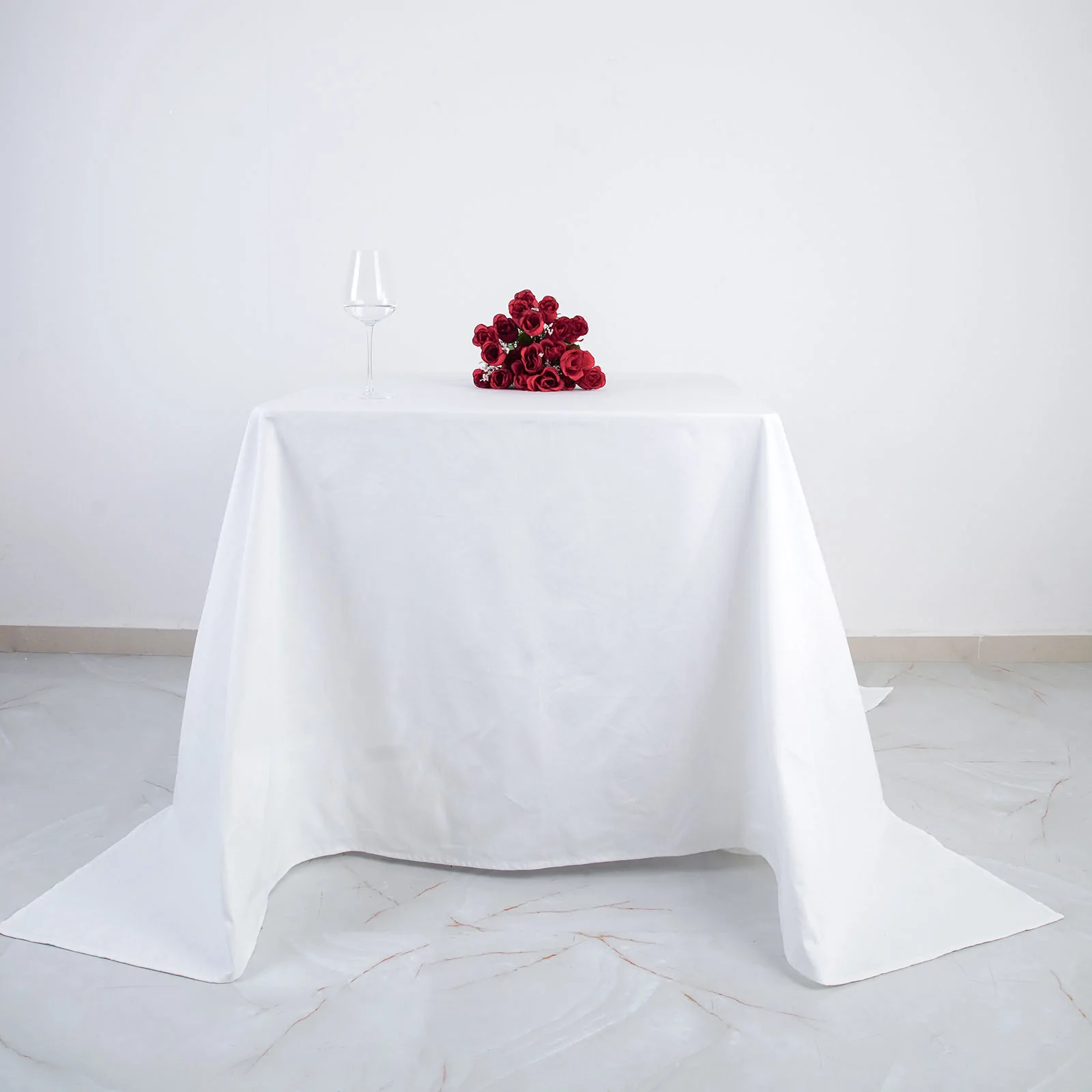 White - 90"x90" - Tablecloth Tablelinens Commercial grade 100% Cotton Wedding - £42.39 GBP