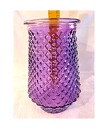 Purple Flower Vase Diamond Pattern 8&quot; Flash Painted Round Glass Vase Flaws - $29.15 CAD