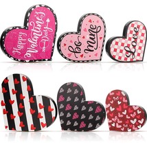 3 Pieces Valentine&#39;S Day Heart Wood Sign Reversible Heart Tray Decor Love Hear - £22.13 GBP