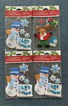 Lot 4 Celebrate It Christmas Felt Stickers Snowman &quot;Let It Snow&quot; Reindeer Gifts - £11.83 GBP