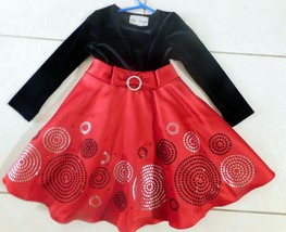 Toddler Dress  RARE EDITIONS Red/Black/Silver Sz 4T VEUC (R) - £23.97 GBP