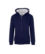 Q-ACTIVE Men&#39;s Modern Fit Sherpa Lined Fleece Zip-Up Navy Hoodie XL - $19.79