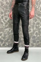 Leather Pants Men Soft Black Lambskin Genuine Leather Sexy Trouser Style #1 - £119.61 GBP