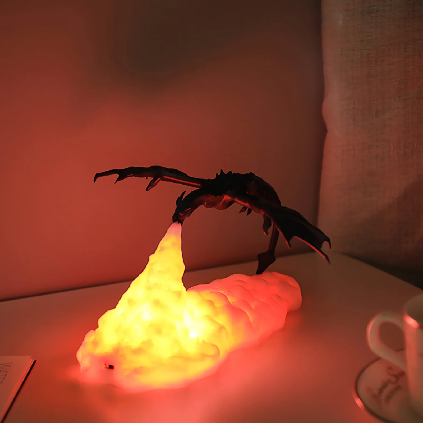 3D Printed Fire Dragon Night Light,USB Rechargeable LED Lights,Table Lam... - $26.80