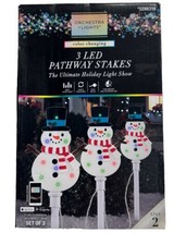 Gemmy Orchestra of Lights Color-Changing LED 3 Ct Snowmen Pathway Lights Multico - £54.04 GBP