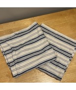 Chaps Beaumont Blue Tan Cream Striped (2) Button Up Euro Pillow Shams 26... - $34.64