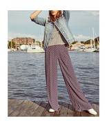 ANTHROPOLOGIE Feather Bone viscose blue &amp; yellow solstice print wide leg... - $33.87