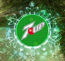 7Up Soda Pop Snowflake Multi Blinking Light Holiday Christmas Tree Ornament - £11.38 GBP