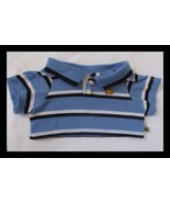 Build A Bear Workshop Blue Black &amp; White Stripe Polo - $12.25 CAD