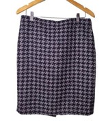 Ann Taylor Loft Size 10 Wool Blend Houndstooth Pencil Skirt Navy Lined B... - £12.54 GBP