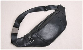 Leather Waist Pouch Bag Zipper Closure Men Fanny Pack Wallet Shoulder Pu... - £64.70 GBP