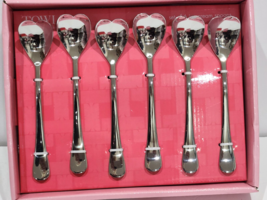 Valentines Day Heart Shaped Spoons Coffe Tea Spoons Set of 6 Silver - $27.71