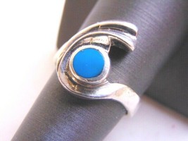 Womens Vintage Estate Sterling Silver Modernist Turquoise Ring 5.8g E4135 - £19.71 GBP