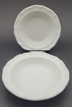 2 Mikasa French Countryside F9000 Rimmed Cereal Bowls 7 3/8&quot; White Scalloped - £20.15 GBP