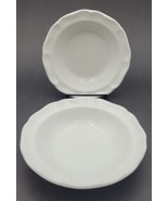 2 Mikasa French Countryside F9000 Rimmed Cereal Bowls 7 3/8&quot; White Scall... - £20.04 GBP