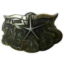VTG 1980 USA State of Texas Lone Star Longhorn Cowboy Rodeo Metal Belt Buckle - £23.91 GBP