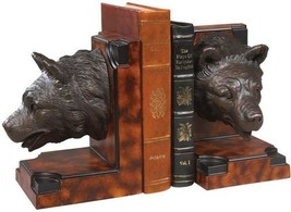 Bookends Bookend MOUNTAIN Lodge Bear Head Resin Hand-Cast Hand-Painted P - £204.65 GBP