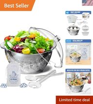 Iced Salad Bowl, 4.5 Qt Large Chilled Serving Bowl with Lid for Parties,... - $85.37