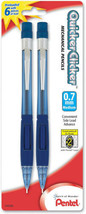 NEW Pentel Quicker Clicker .7mm Mechanical Pencils 2-PK Blue Barrels PD347BP2-K6 - £13.97 GBP