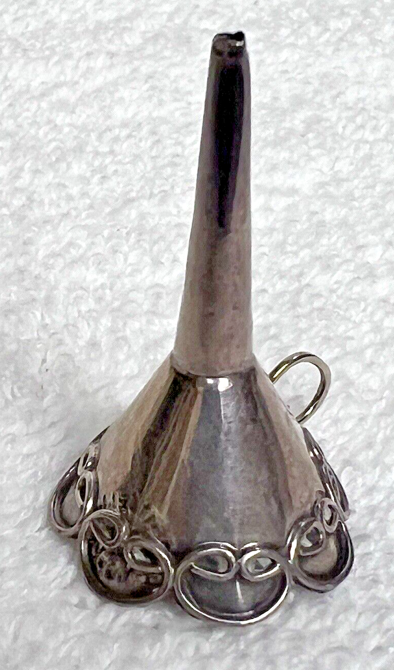 Antique Taxco Mexican Sterling Silver Perfume  w Hearts 1 3/8 inch Long Item image 3