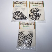 Lot of 3 Accento Craft Stain-A-Frame Fun Forms Stained Glass-Like Ornaments NOS - £10.33 GBP