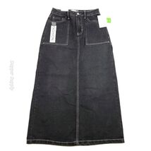 Love Fire Black Charcoal Denim Cargo Utility Maxi Skirt Women’s Size 1 B... - $20.78