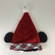 Disney Parks Mickey Mouse Ears Santa Hat Christmas Plaid Adjustable New ... - €35,47 EUR